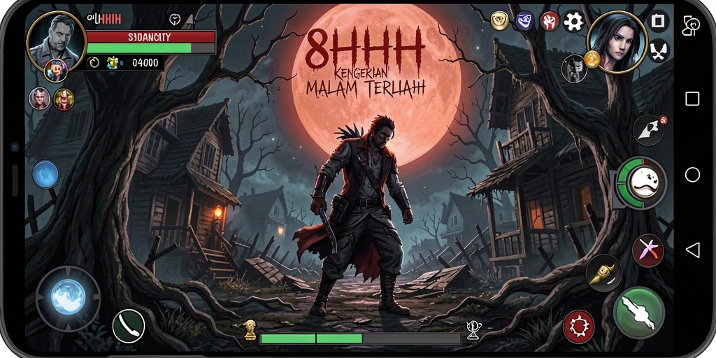 Screenshot gameplay menampilkan suasana Horror yang mencekam.