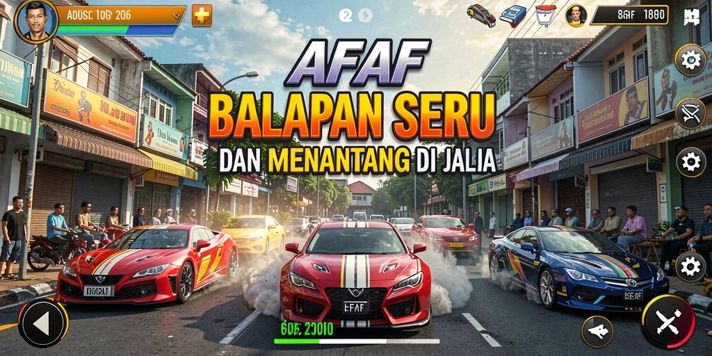 Tampilan awal AFAF yang menampilkan aksi balapan yang seru.