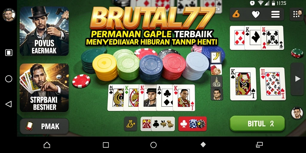 Tampilan gameplay seru dari BRUTAL77 dalam permainan Gaple.