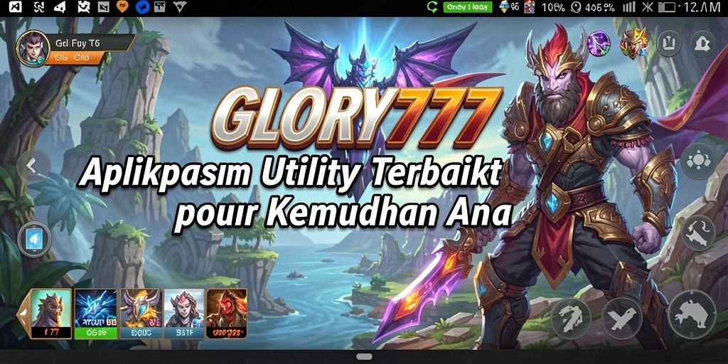 Tampilan utama GLORY777 dengan berbagai fitur utility yang lengkap.