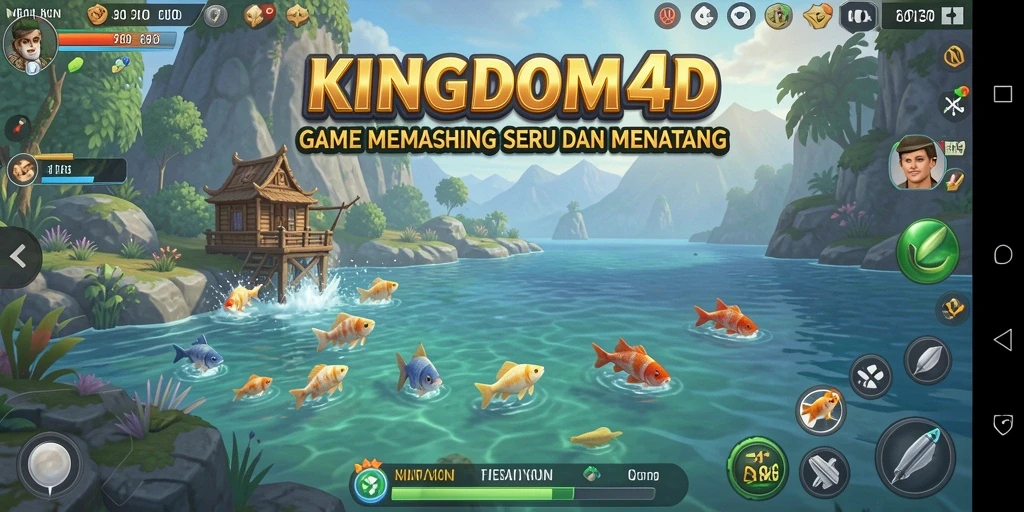 Tampilan gameplay KINGDOM4D dengan aksi memancing yang seru.