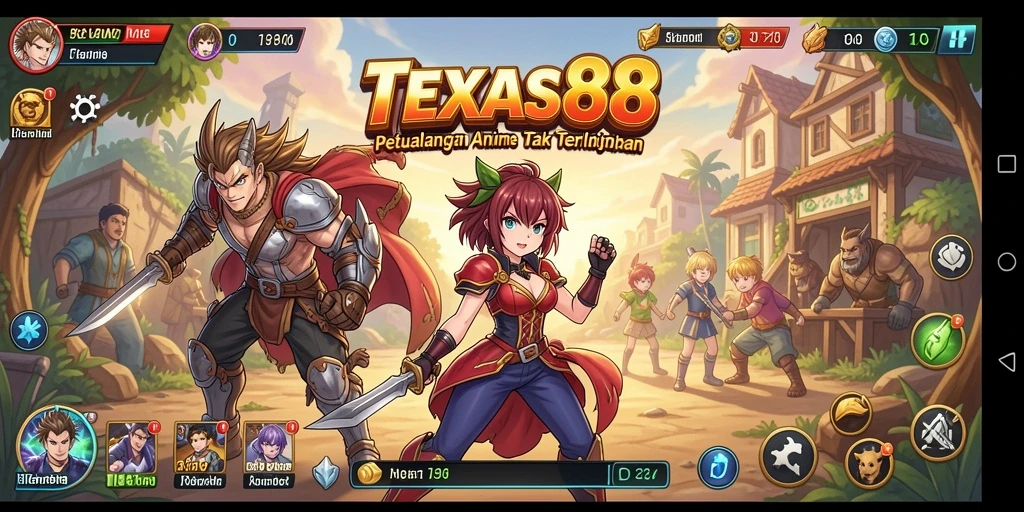 Tampak gameplay TEXAS88 yang penuh aksi dan karakter Anime.
